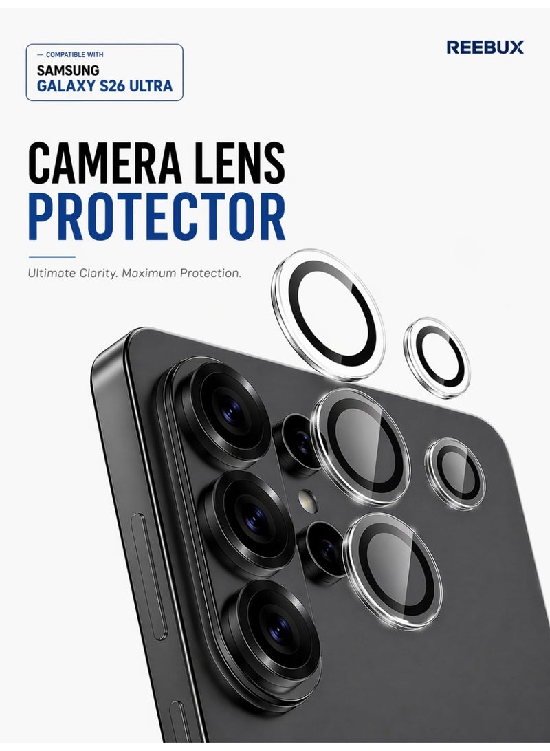 Reebux for Samsung Galaxy S26 Ultra Camera Lens Protector, Individual Lens Protectors, Ultra-Thin Tempered Glass, Case Friendly, Tempered Glass - Image 2