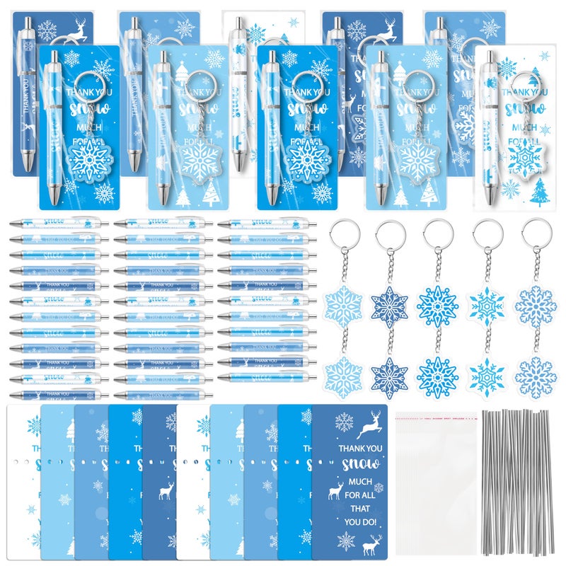 ANGOLIO Winter Snowflake Gifts Bulk 230Pcs Winter Snowflake Bookmarks Ballpoint Pens Keychains Employee Christmas Appreciation Gifts Classroom Office Home Party Supplies Thank You Gift for Kid Adult - Image 2