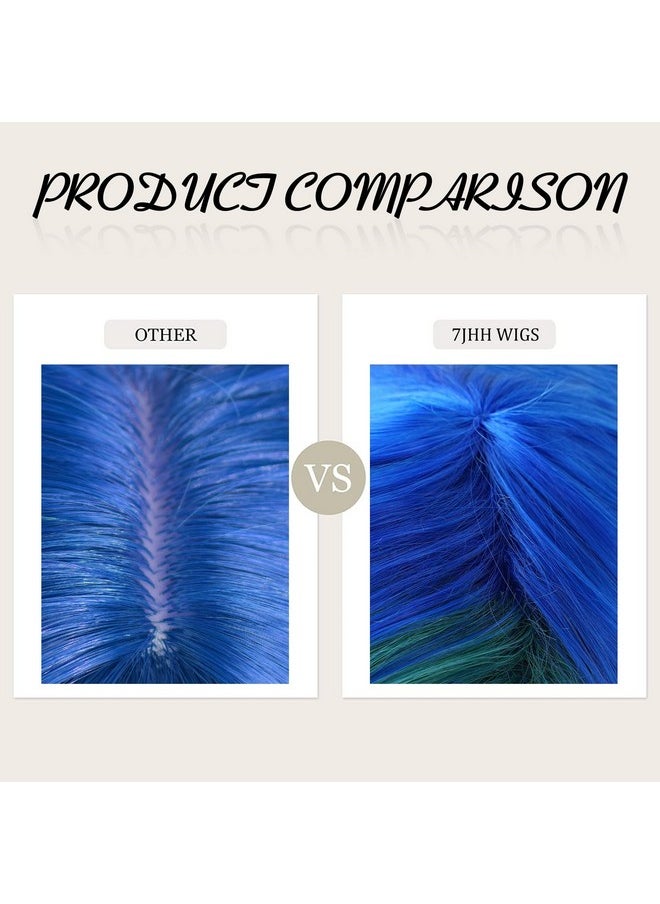 7JHH WIGS Jhh Wigs Long Wavy Costume Wigs Cosplay Mermaid Wig For Women Halloween Party Used High Temperature Heat Resistant Fiber Natural Hairline Cos I Love Lucy Wig (28In Blue Purple Mermaid Ombre Wig)  - Image 5