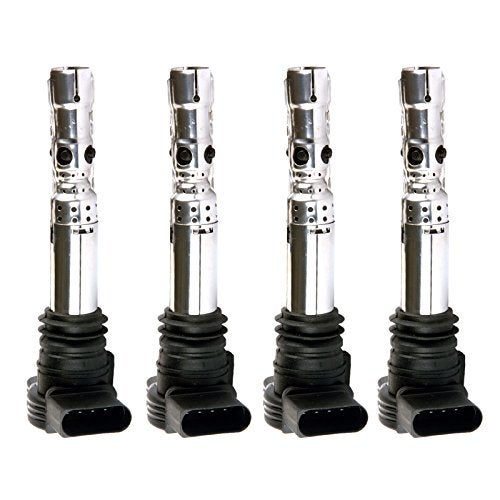MAS Set of 4 Performance Ignition Coil Pack Compatible with Volkswagen Beetle Golf Jetta Passat Derby Audi A3 A4 S3 TT Quattro1.8L L4 Replacement for C1394 UF411 UF437 UF580 - Image 1