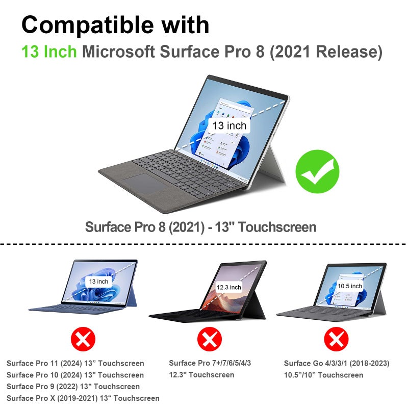 Fintie Case for 13 Inch Microsoft Surface Pro 8 (2021 Release) - Multiple Angle Viewing Portfolio Business Cover with Pocket and Stylus Holder, Compatible with Type Cover Keyboard (Gray) - Image 2