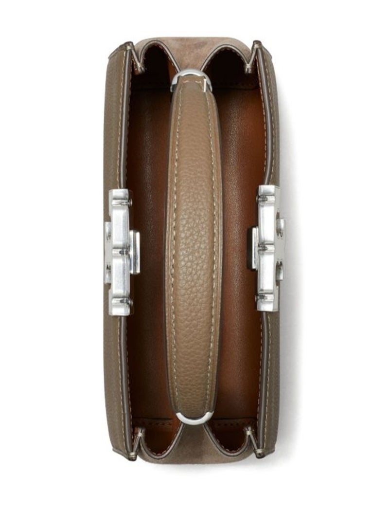 Burch Tory Burch  Leather Top-Handle Bag with Silver Logo, Women's Luxury Handbag for Elegant Daily & Occasions TB bag - Image 2