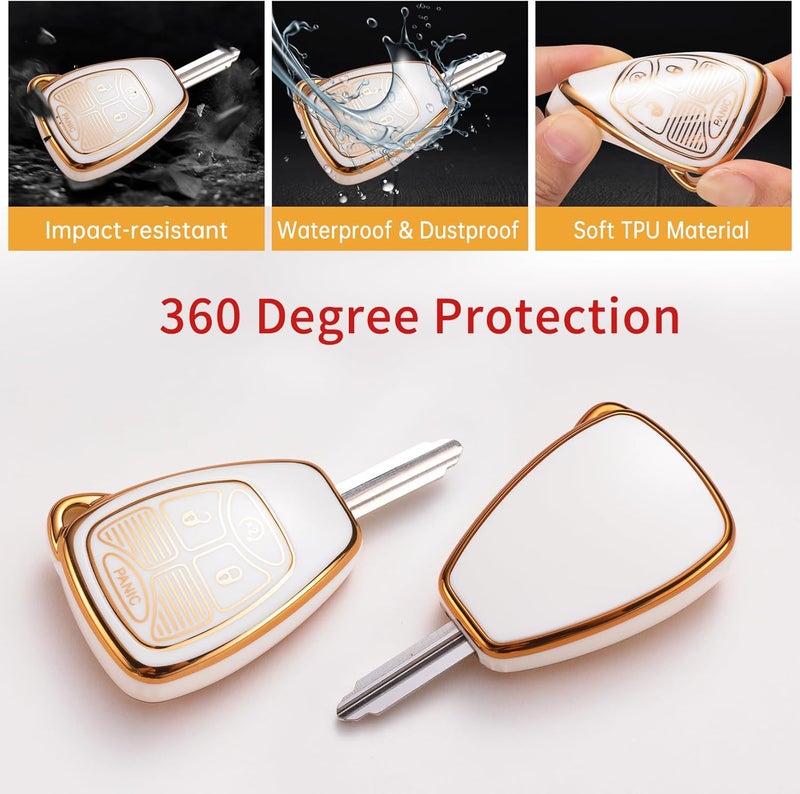 Gematay غطاء مفتاح جيب من جيماتاي، غلاف مفتاح متوافق مع دودج رام 1500 و2500 و3500 وجيب رانجلر/باتريوت/كومباس وكرايسلر واقي المفتاح الذكي - Image 4