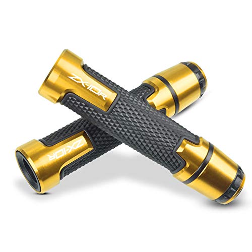 LANQIAN 7/8'' 22mm Motorcycle CNC Aluminum Powersports Handlebar Grips with Grip Ends for ZX-10R ZX10R SE Performance KRT for ZX-10RR ZX10RR Performance Gold - Image 1