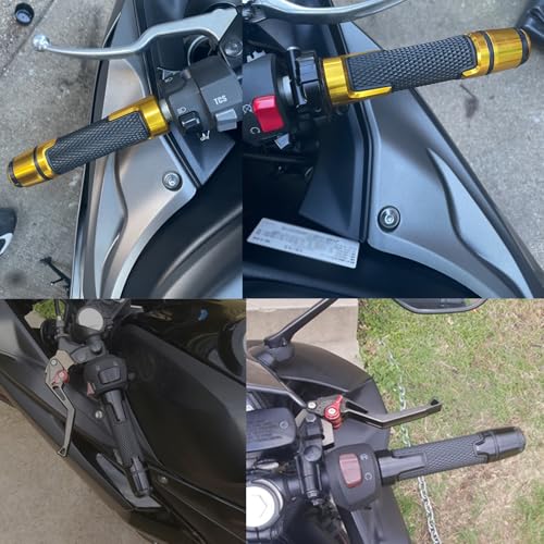 LANQIAN 7/8'' 22mm Motorcycle CNC Aluminum Powersports Handlebar Grips with Grip Ends for ZX-10R ZX10R SE Performance KRT for ZX-10RR ZX10RR Performance Gold - Image 5