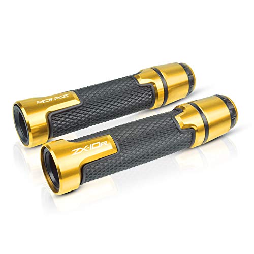 LANQIAN 7/8'' 22mm Motorcycle CNC Aluminum Powersports Handlebar Grips with Grip Ends for ZX-10R ZX10R SE Performance KRT for ZX-10RR ZX10RR Performance Gold - Image 3