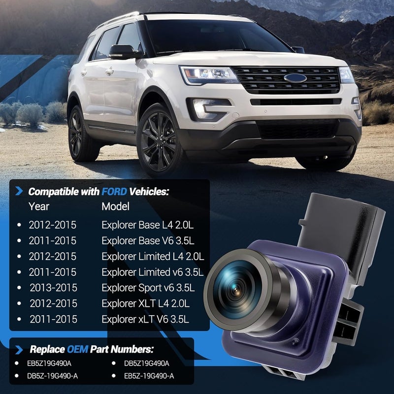 KUTTOLE Rear View Backup Camera for Ford Explorer 2011-2015 - 170° Wide Angle, HD Night Vision - Image 3