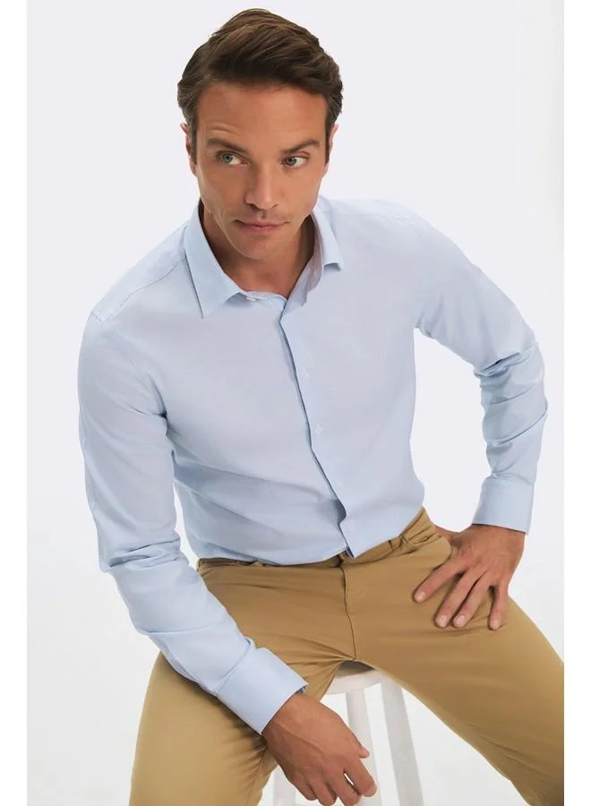 JUNE June Exclusive Men Slim Fit Patterned Shirt Blue - White