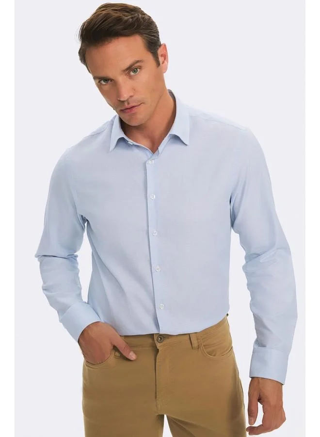 JUNE June Exclusive Men Slim Fit Patterned Shirt Blue - White