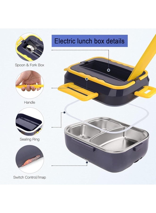 ; Electric Lunch Box, 60W 2 in 1 Portable Food Warmer, 220V 12V/24V Insulated Carry Bag Fork and Spoon for Adults Children Work Home Office Car  - Image 2