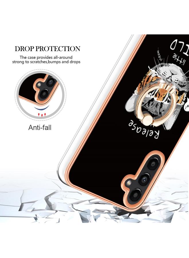 اس-توب جراب لهاتف Samsung Galaxy A34 5G مطلي بالكهرباء من الجانبين مع حامل حلقي - Image 4