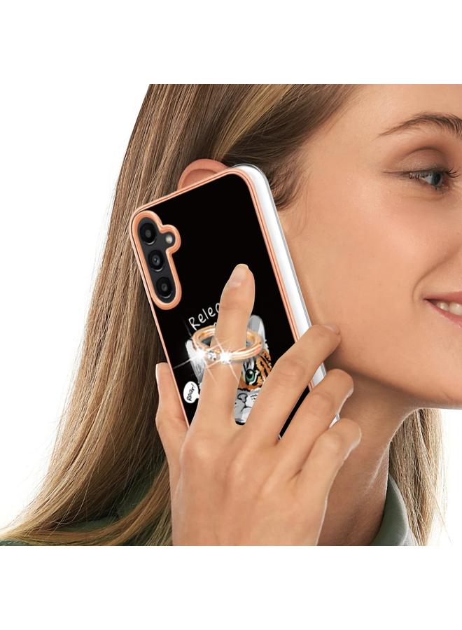 اس-توب جراب لهاتف Samsung Galaxy A34 5G مطلي بالكهرباء من الجانبين مع حامل حلقي - Image 5