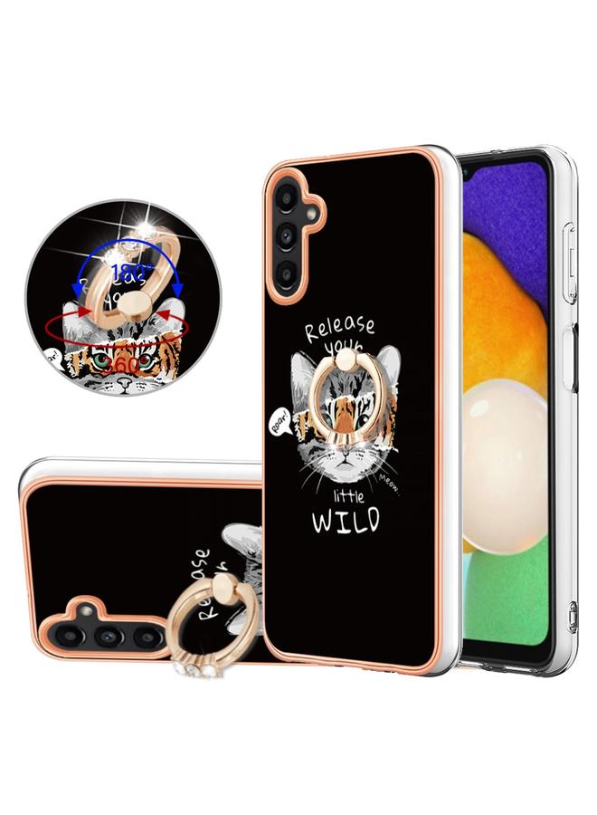 اس-توب جراب لهاتف Samsung Galaxy A34 5G مطلي بالكهرباء من الجانبين مع حامل حلقي - Image 1