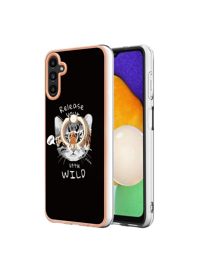 اس-توب جراب لهاتف Samsung Galaxy A34 5G مطلي بالكهرباء من الجانبين مع حامل حلقي - Image 2