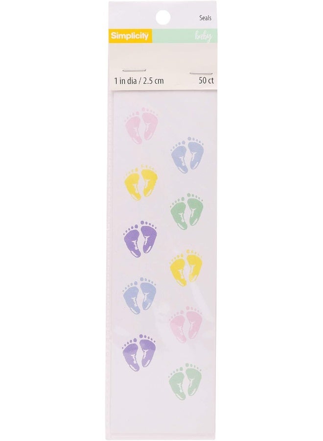 Simplicity Baby Feet Envelope Seal Stickers for Baby Shower Invitations, 50pc - Image 2