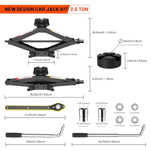 IMAYCC Car Jack Kit 25 Ton Universal Scissor Car Jack Portable Tire Changing Kit for Car SUV MPV - Image 3