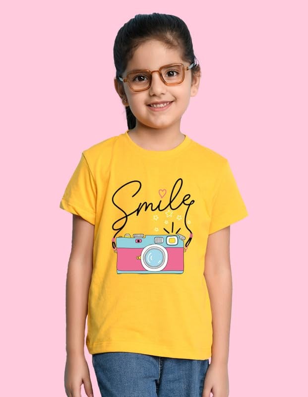Nusyl Girls Hot Pink & Sky Blue & Yellow Cute Girls Printed Half Sleeves T-Shirt Pack of 3 - Image 5