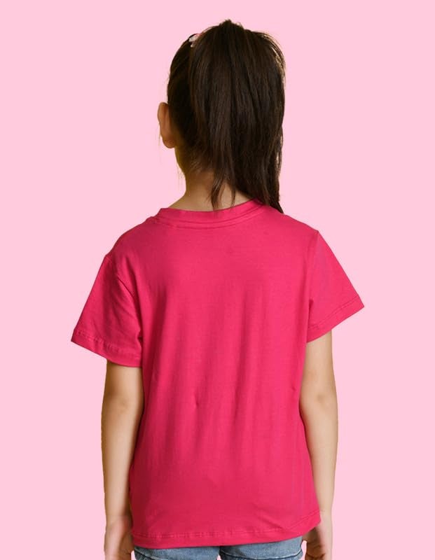 Nusyl Girls Hot Pink & Sky Blue & Yellow Cute Girls Printed Half Sleeves T-Shirt Pack of 3 - Image 3