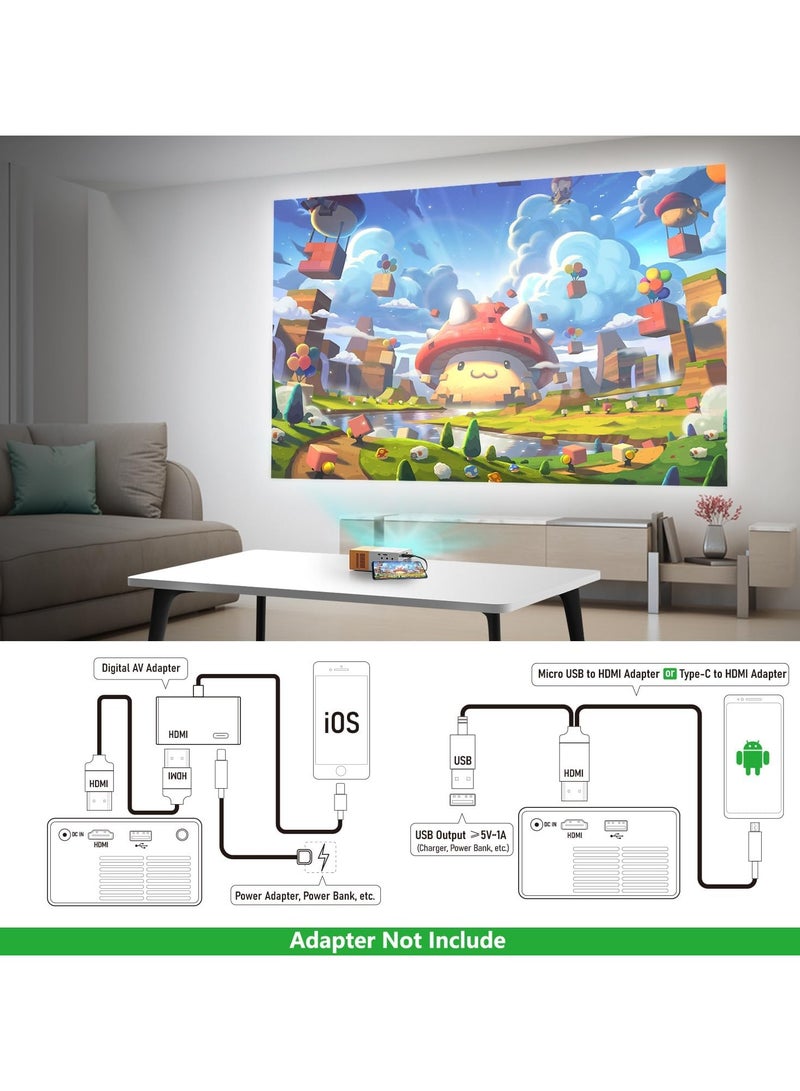 LIXES YG300 Portable Pico Full Color LED LCD Video Projector for Children Present, Video TV Movie, Party Game, Outdoor Entertainment with HDMI USB AV Interfaces and Remote Control - Image 4