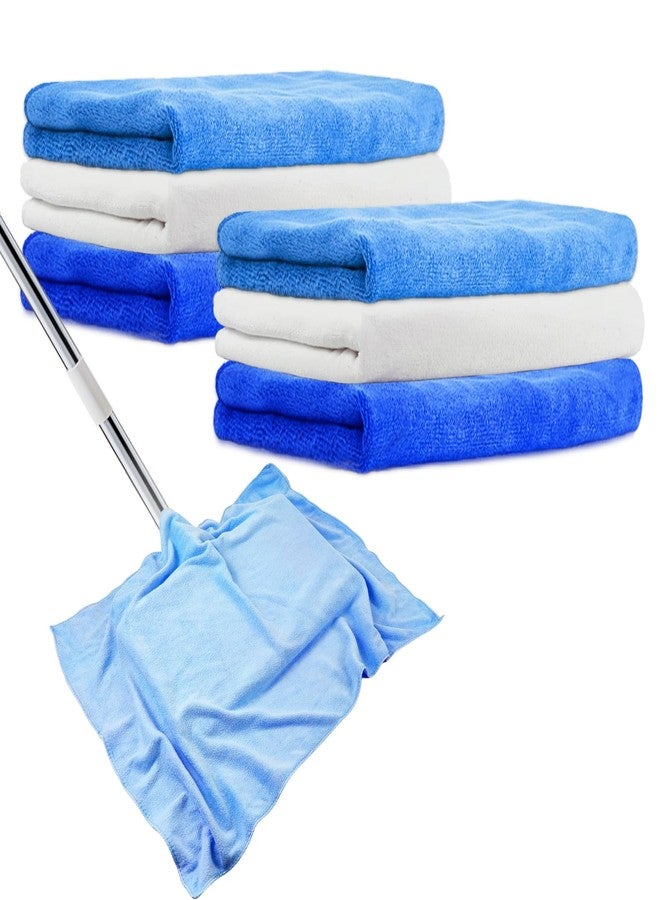 CODOHI 6 Pcs Extra Large Microfiber Cleaning Cloth, 20" x 30" Washable Reusable Large Floor Cloth Rags, Microfiber Towels for Mop Cleaning Office Bathrooms Housekeeping (Blue, White) - Image 1
