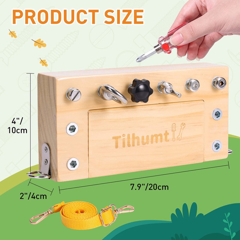 Tilhumt مجموعة لوحة مفك البراغي Montessori Tilhumt للأطفال، أدوات حقيقية خشبية للتخزين، ألعاب مهارات حركية دقيقة للأطفال من 3 إلى 5 سنوات، لعبة STEM صفية للاعب واحد - Image 5
