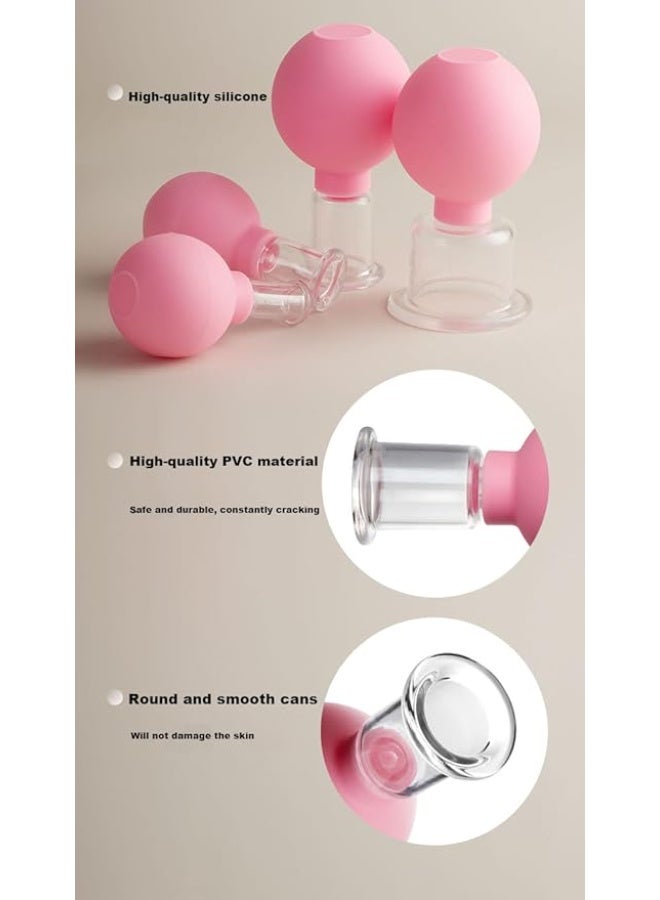 4-Piece Glass & Silicone Facial Cupping Set – Vacuum Suction Cups for Face and Body – Professional Massage Tool for Muscle Fatigue & Skin Firming – Premium Wellness Gift. - Image 4