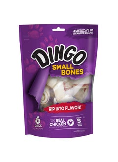 Dingo 156095 Rawhide Bones For Small Dogs, Chicken,White, 6-Count, 8 Ounces