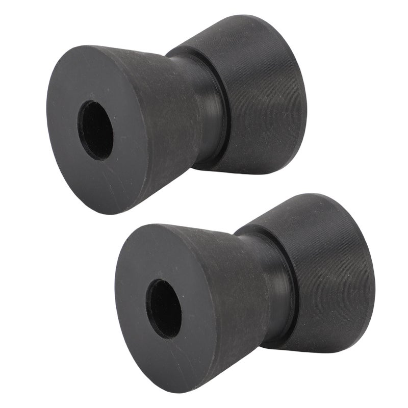 قطعتان من دوارات مقاومة للجر للقارب 1.5 × 1.9 بوصة - مجموعة دوارة مقاومة للخدش من النايلون لقوارب اليخوت والموتور بوت - لون أسود - Image 1