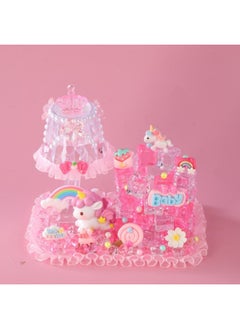 Children's Handmade DIY Transparent Ice Cube Pen Holder Night Light Material Package Dream Princess Crystal Lamp Cream Plastic Toy-Color:Crystal Night Light Pen Holder Unicorn