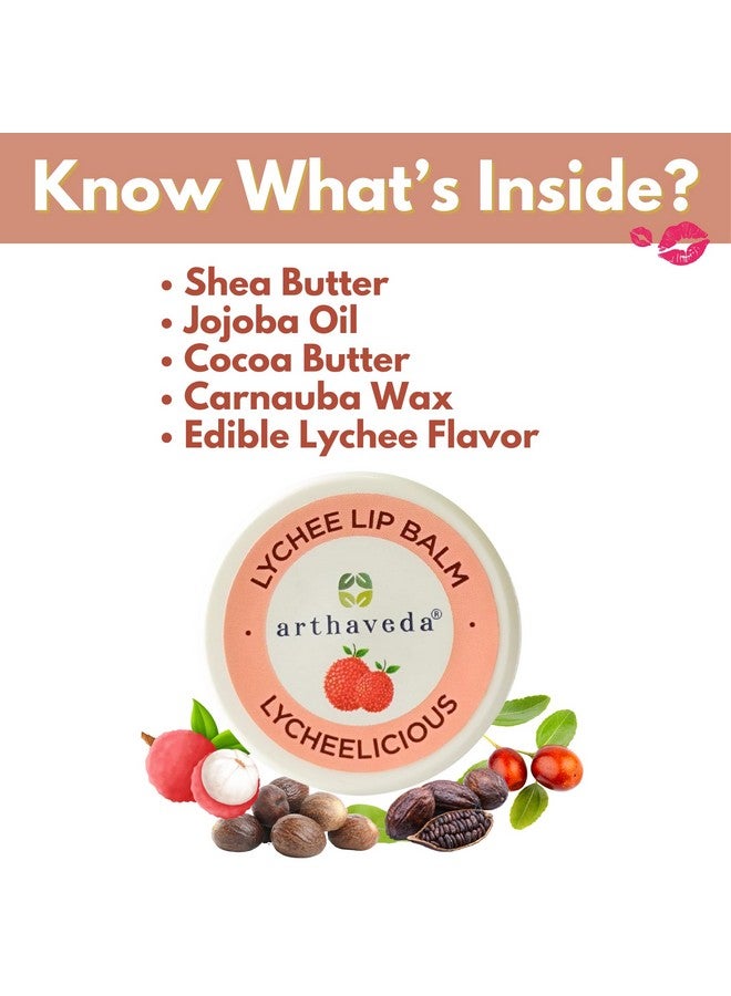 Arthaveda Lychee Lip Balm (15gm) | Deep Moisturization for Soft & Smooth Lips | Infused with Shea Butter, Cocoa Butter & Carnauba Wax | Nourishing Lip Care for Dry & Chapped Lips | Edible Lip Balm for Women & Men - Image 3