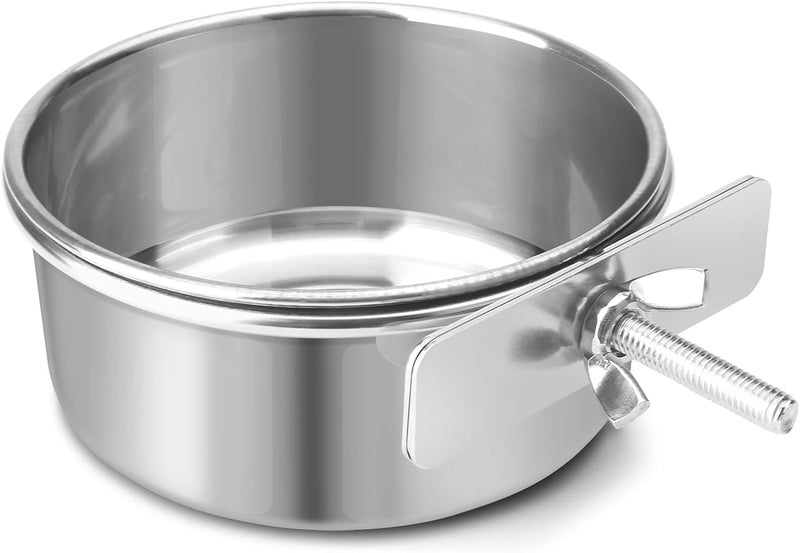 Reshiho Dog Bowl Stainless Steel Pet Hanging Food Water Bowl Cage Feeding Cup Feeder for Dogs Cats Rabbits Birds Small Animal (Small) - Image 1