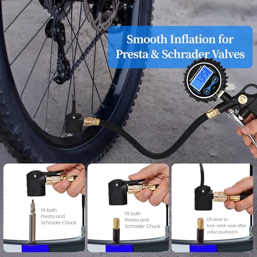 AmazStove Digital Bike Tire Pressure Gauge, Presta Valve Adaptor, Schrader to Presta Valve Adapter for Air Compressor, Schrader Valve Adapter, Easiest Use Presta and Schrader Air Compressor Tool - Image 3