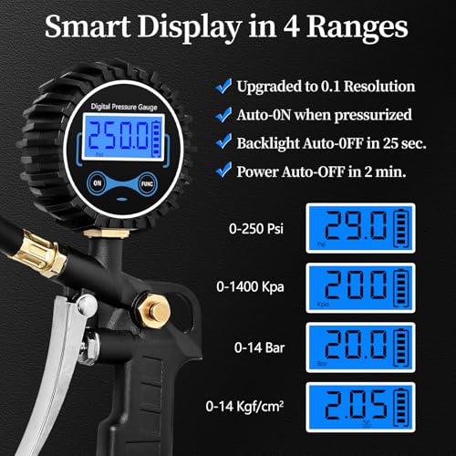 AmazStove Digital Bike Tire Pressure Gauge, Presta Valve Adaptor, Schrader to Presta Valve Adapter for Air Compressor, Schrader Valve Adapter, Easiest Use Presta and Schrader Air Compressor Tool - Image 4