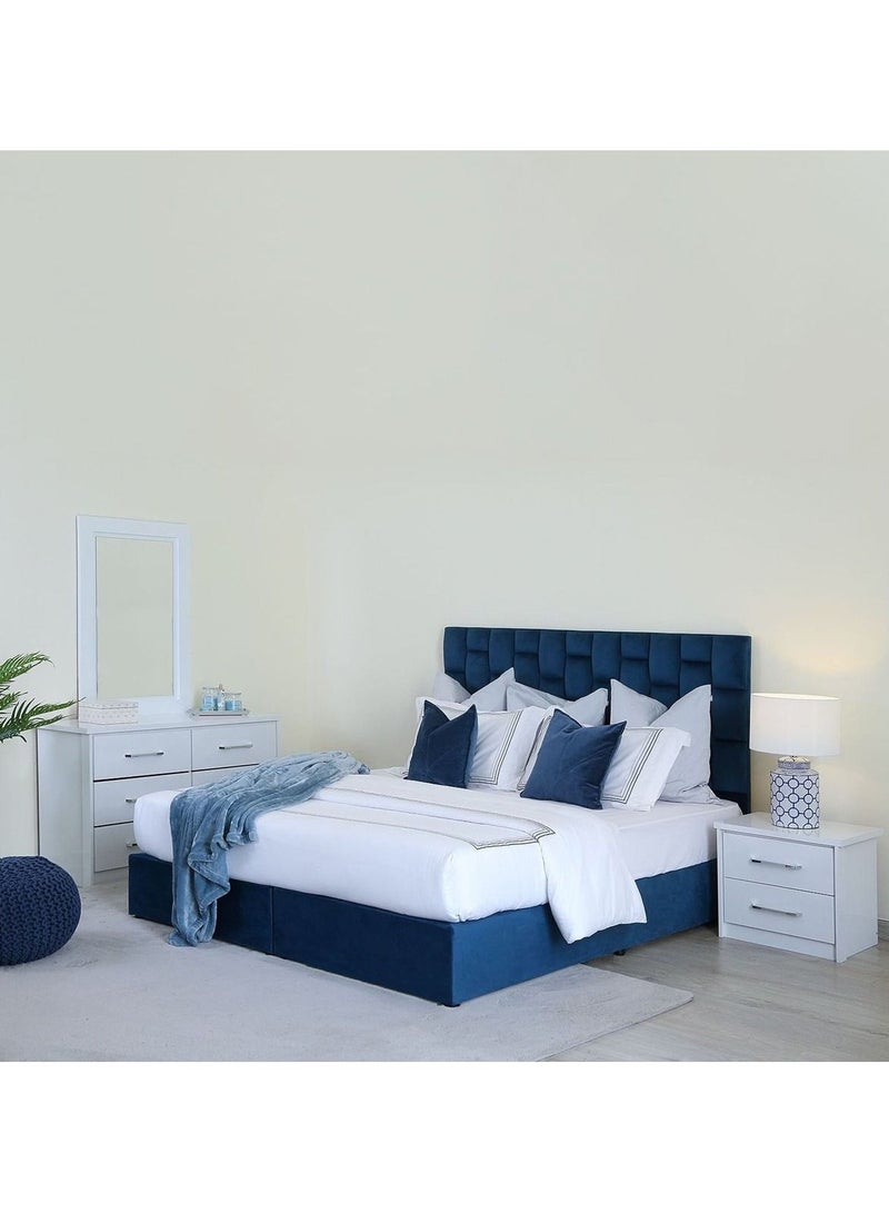 Karnak Estorn Upholstered Velvet Bed Frame Bedroom Furniture Strong And Sturdy Modern Design Wooden Bed | Quiet & Comfortable Bed (King - 180x200cm, Blue) - Image 1