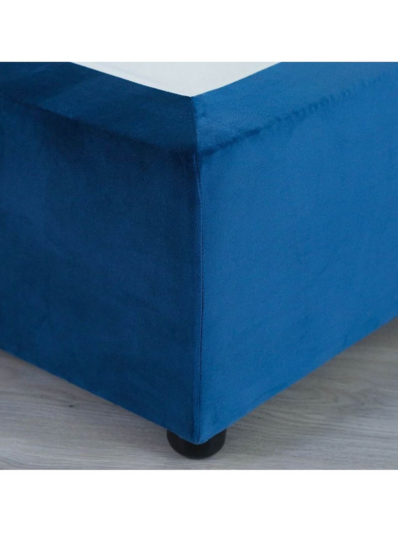 Karnak Estorn Upholstered Velvet Bed Frame Bedroom Furniture Strong And Sturdy Modern Design Wooden Bed | Quiet & Comfortable Bed (King - 180x200cm, Blue) - Image 5