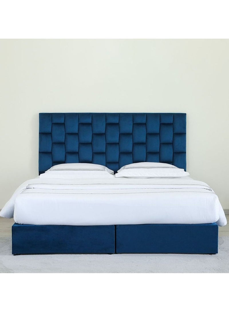 Karnak Estorn Upholstered Velvet Bed Frame Bedroom Furniture Strong And Sturdy Modern Design Wooden Bed | Quiet & Comfortable Bed (King - 180x200cm, Blue) - Image 2