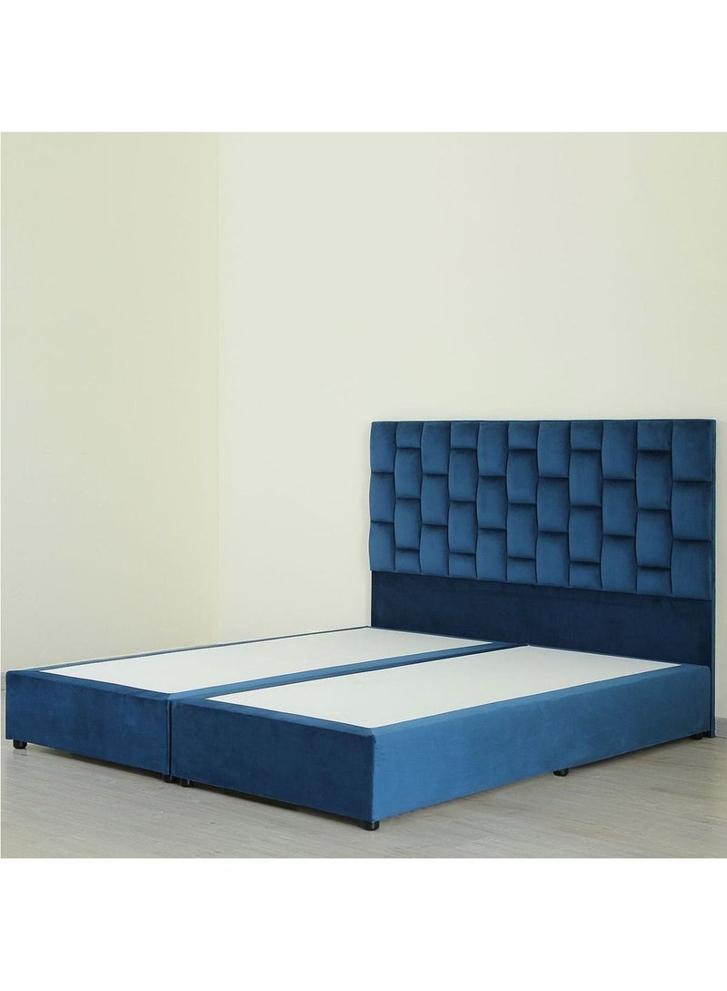 Karnak Estorn Upholstered Velvet Bed Frame Bedroom Furniture Strong And Sturdy Modern Design Wooden Bed | Quiet & Comfortable Bed (King - 180x200cm, Blue) - Image 3