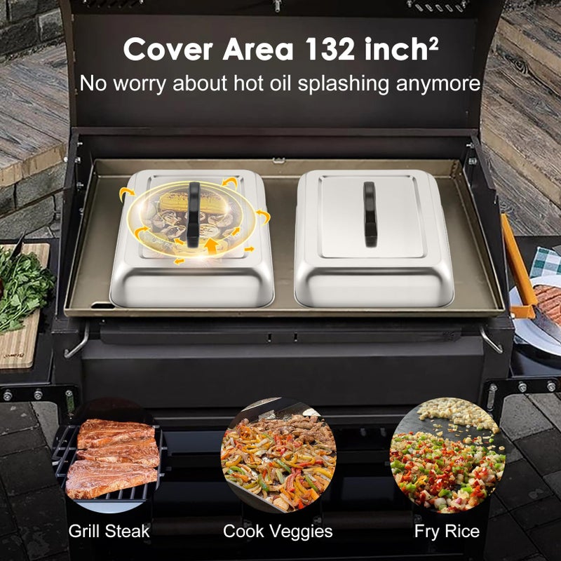 Joyfair 2Pcs Basting Cover Melting Dome for Griddle (13 x 9.8"), Joyfair Rectangular Stainless Steel Cheese Melt Lid for Outdoor Flat Top Grill, Heat-Resistant Handle & Dishwasher Safe (No Vent) - Image 5