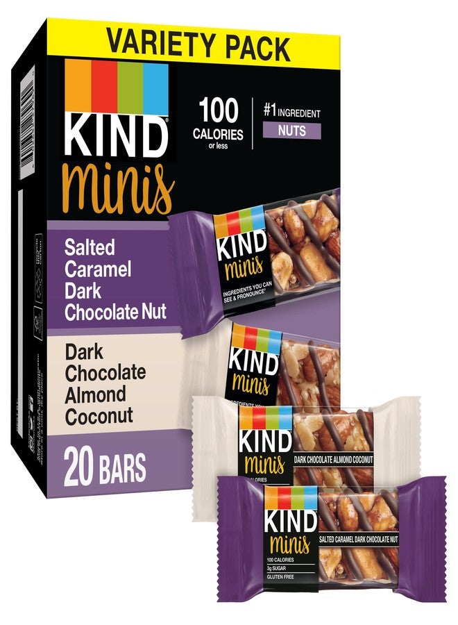 KIND Bar Minis, Salted Caramel Dark Chocolate Nut & Dark Chocolate Almond Coconut, Variety Pack, Gluten Free, 100 Calories, Low Sugar, 80 Count - Image 1