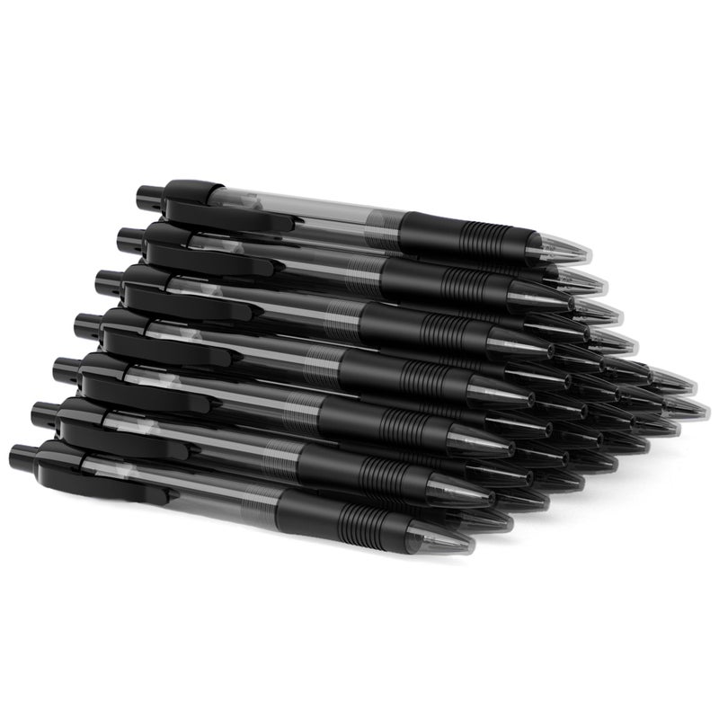 deegtran Pens Bulk, 30 Pack No Bleed Black Ink Click Pens with Soft Grip, Wholesale Retractable Ballpoint Pens for Office School, Medium Point Smooth 1.0MM - Image 1