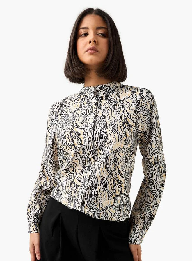 Splash FAV Regular Fit Printed Shirt with Mandarin Collar