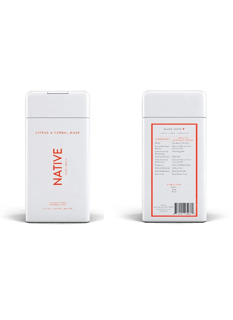 native - Native Body Wash - Citrus & Herbal Musk - 11.5 oz (340ml) - Image 1