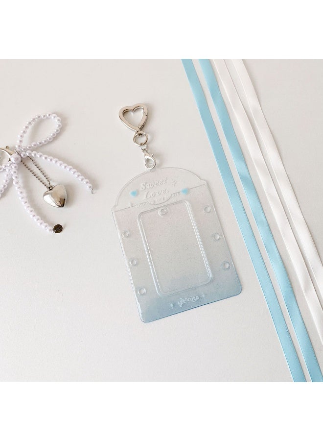 NIBEMINENT 1 - Piece Simple Transparent Glitter Kpop Photo Card Holder Pendant Key Chain ID Badge Holder ID Card Holder Photo Card Protector for School ID Office ID Access Card for Women Girls - Image 1