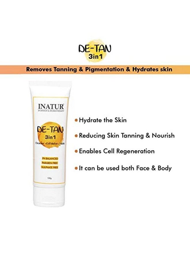 INATUR Detan Scrub ; 3 In1 Cleanser Exfoliator Mask ; Tan Removal ; Brightening & Dead Cell Removal ; Enriched With Real Fruits Extracts ; For Face & Body ; All Skin Type ; 100G  - Image 4