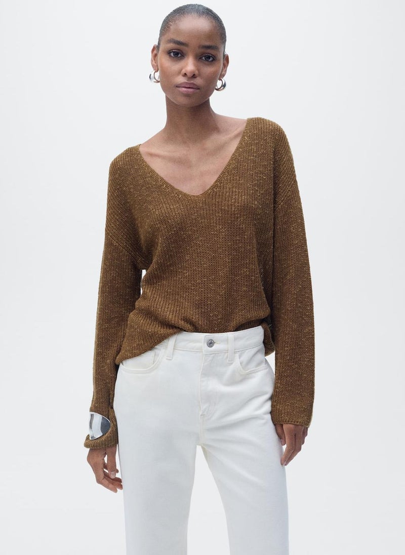MANGO V-Neck Knit Sweater  - Image 1