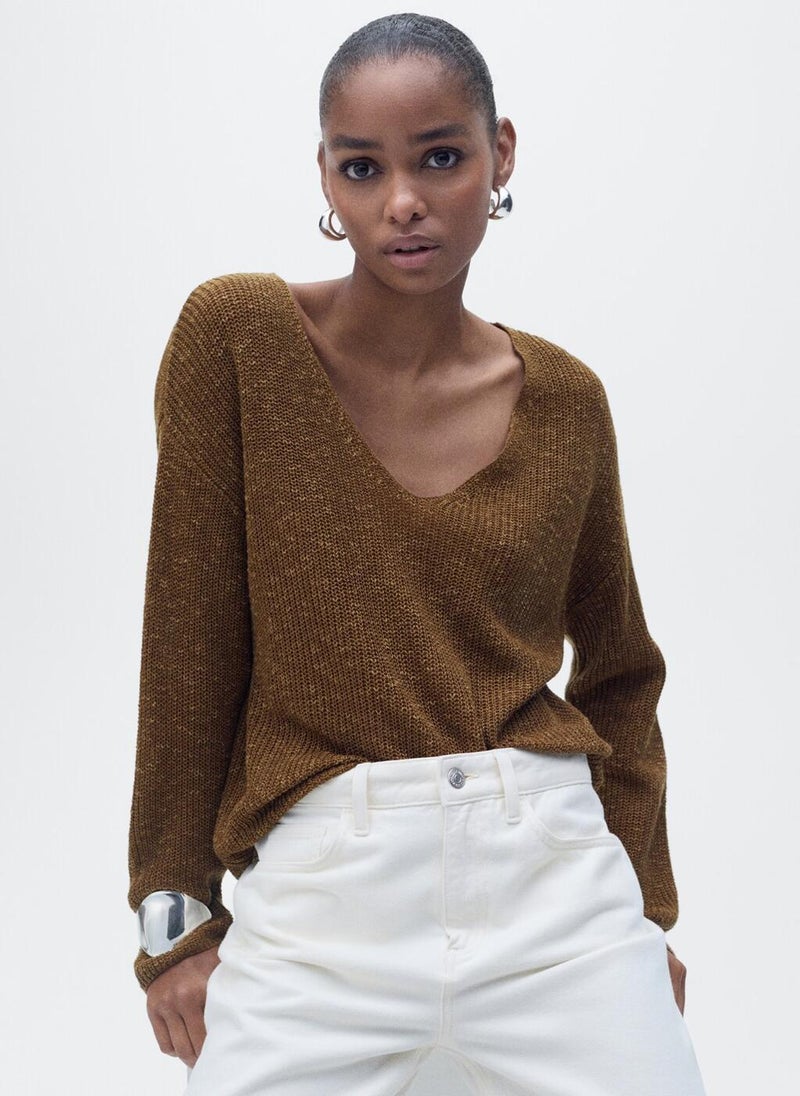 MANGO V-Neck Knit Sweater  - Image 3