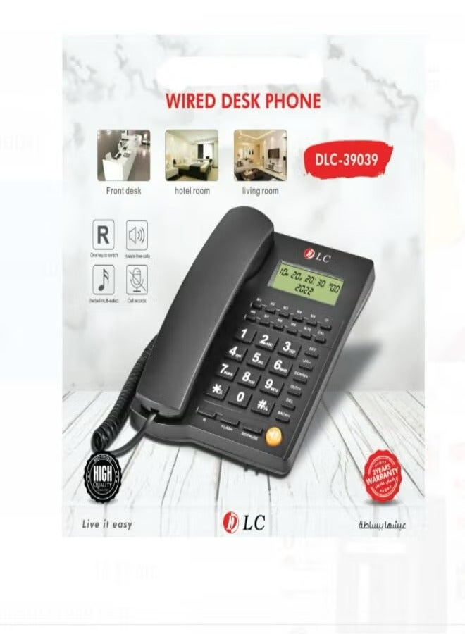 Generic Wired Desk Phone DLC-39039For Desk Hotel Living Room Black 