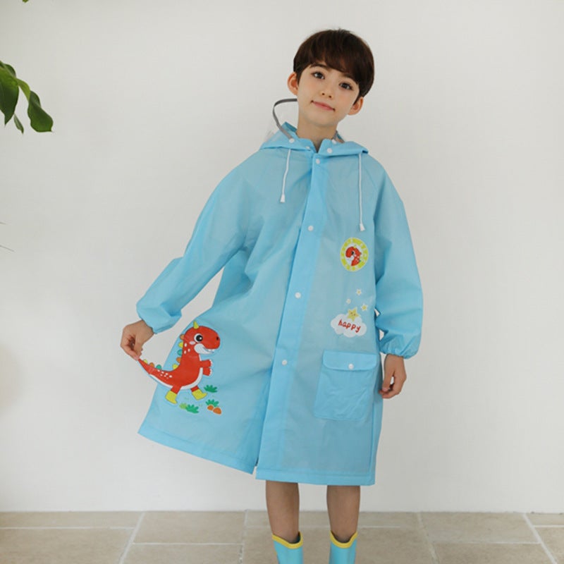 Childrens Cartoon Raincoat Girls Childrens Baby Poncho with Schoolbag Bit Thickened Environmental Protection Raincoat Polar Bear Direct Selling Blue 