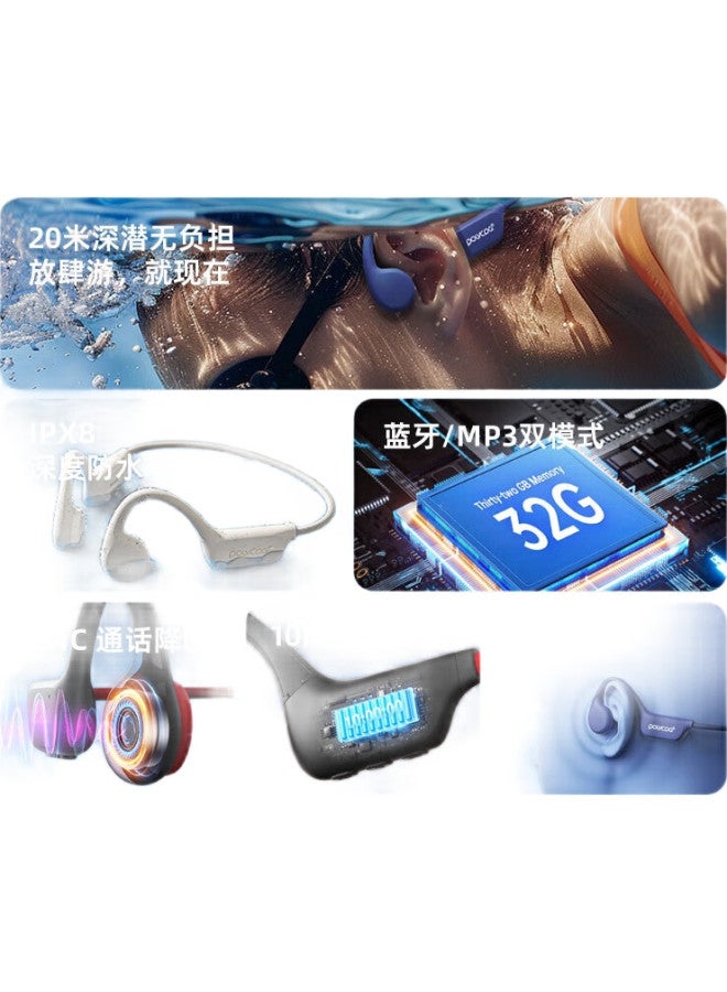 POLVCDG X7 Bone Conduction Bluetooth Headphones Open-Ear Professional Swimming Headphones Wireless Sports Headphones For Running Fitness Cycling Anti-Drop Waterproof Sweat-Proof Long Battery Life - Image 1