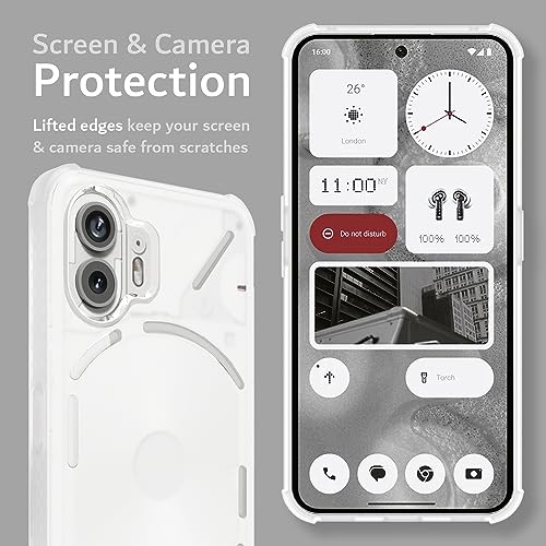 TUDIA SKN Designed for Nothing Phone (2) Case, [Reinforced Corners] Shockproof Anti-Yellowing Slim Grip Semi-Transparent Matte TPU Bumper Drop Protection for Nothing (2) Phone Case - Frosted Clear - Image 5